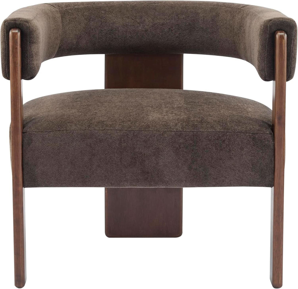 Dark Brown Velvet Upholstered Accent Chair Cushion