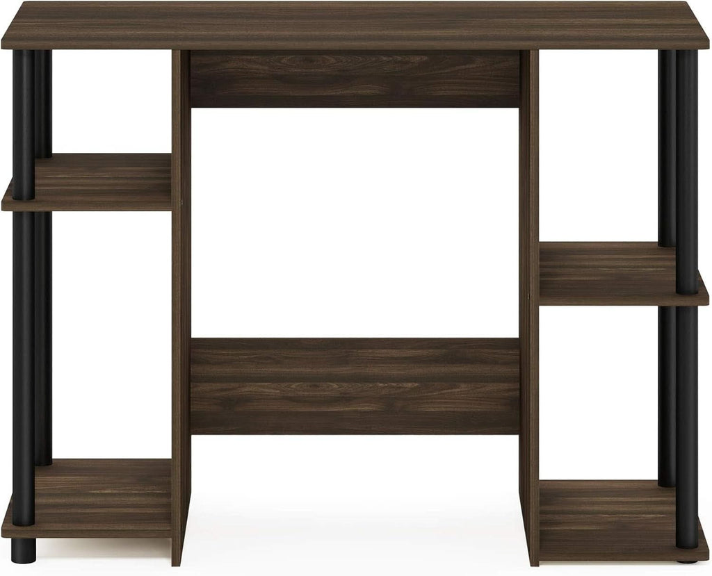 Walnut Computer Desk With Storage Shelves For Small Spaces