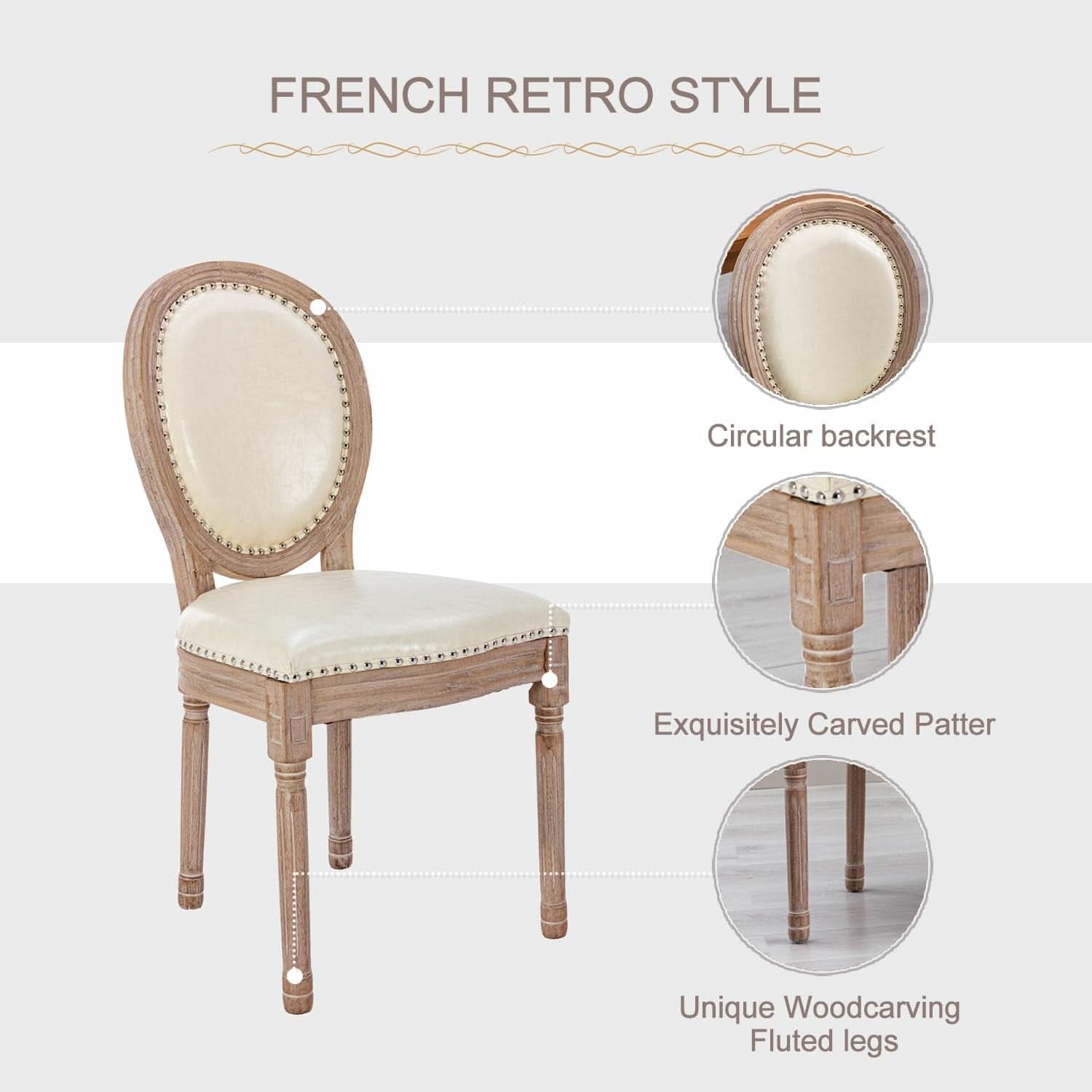 Vintage French Leather Dining Chairs Set Of 4 Beige