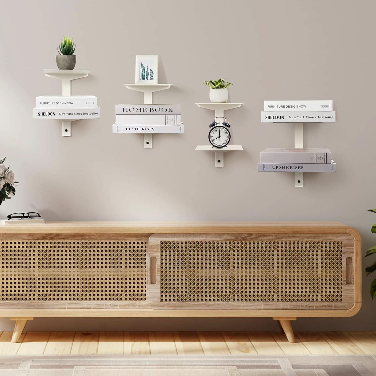 Invisible Floating Bookshelf Wall Mounted 8 Tier White