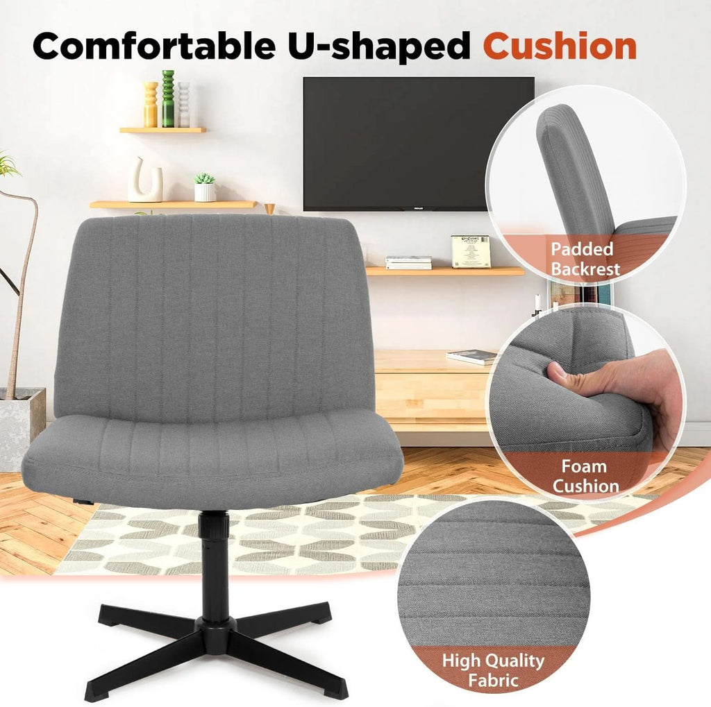 Criss Cross Armless Office Chair Height Adjustable Grey