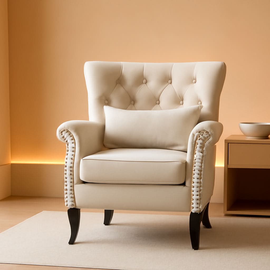 Set Of 2 Mid Century Modern Accent Chairs With Rolled Arms