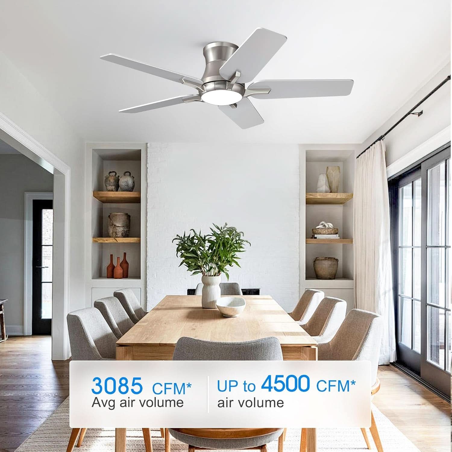 42 Inch Brushed Nickel Ceiling Fan With Remote Control And Lights