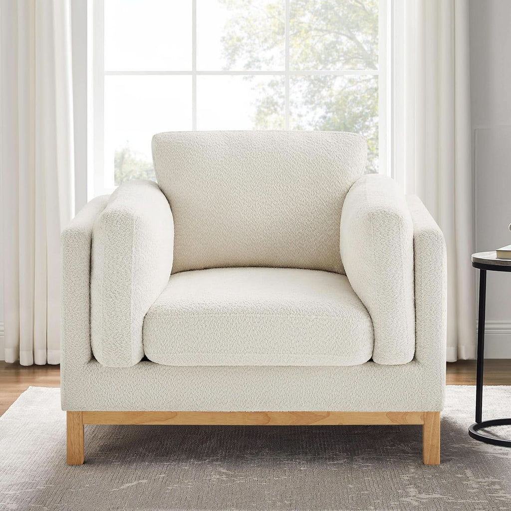 Beige 41.34 Inches Boucle Upholstered Accent Chair