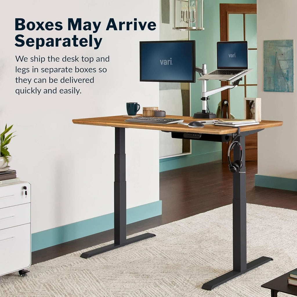 60-Inch Electric Standing Desk with Butcher Block Top