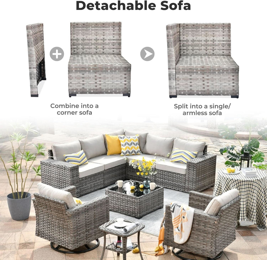 Modern Modular Outdoor Wicker Sectional Sofa Set