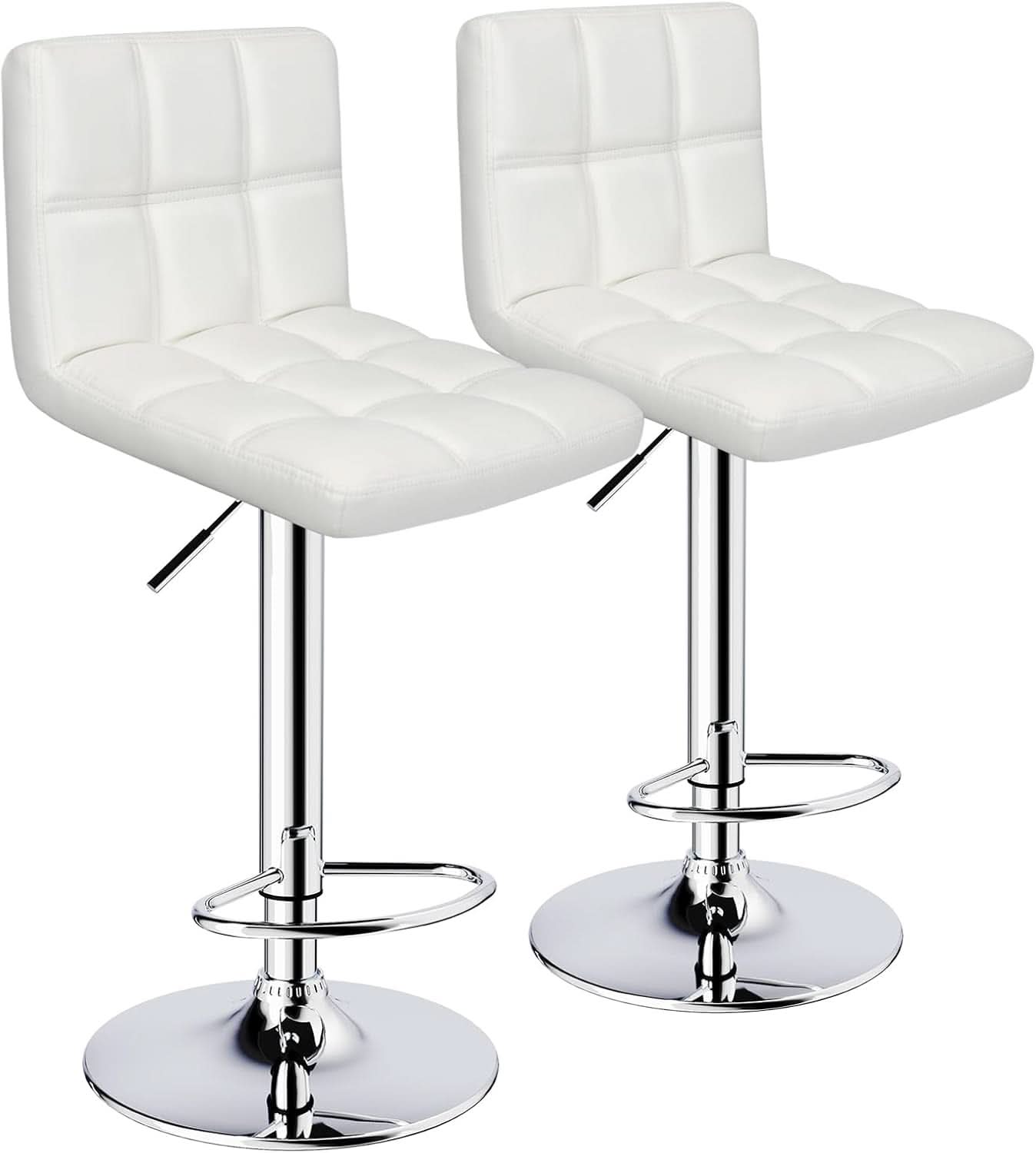White Bar Stools Set Of 2 Armless Adjustable Swivel