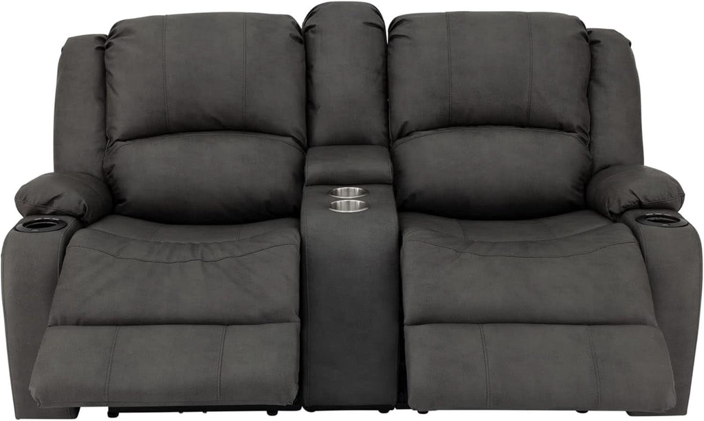 67 Inch Powered Wall Hugger Recliner Sofa Gunmetal Fabric