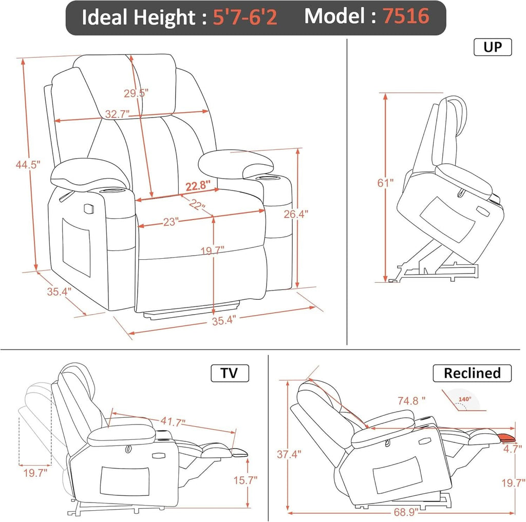 Power Lift Recliner Chair Large Size Massage For Living Room