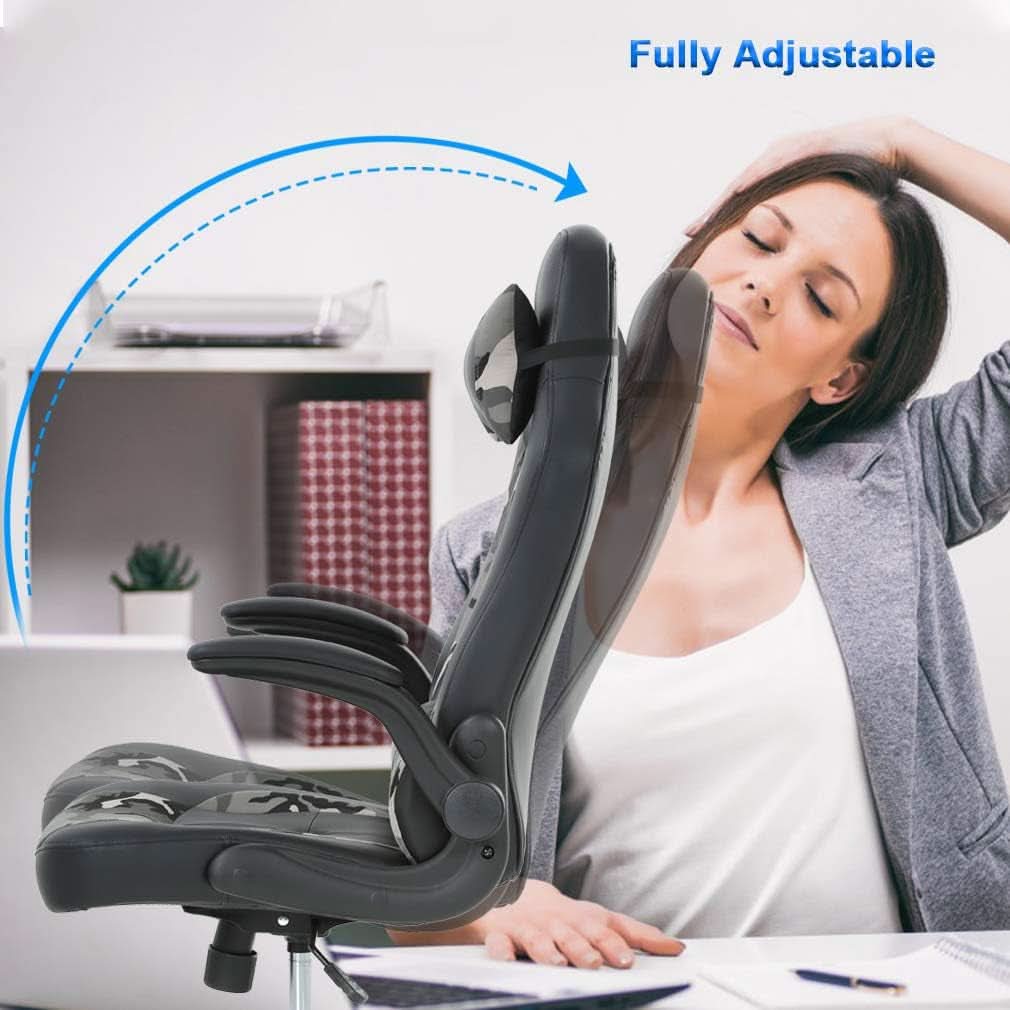 Ergonomic PU Leather Gaming Chair Lumbar Support Camouflage