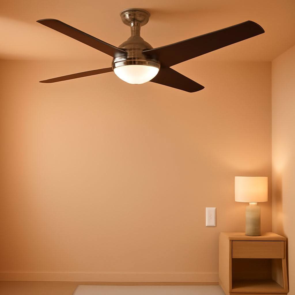 52 Inch Brushed Nickel LED Ceiling Fan With Remote