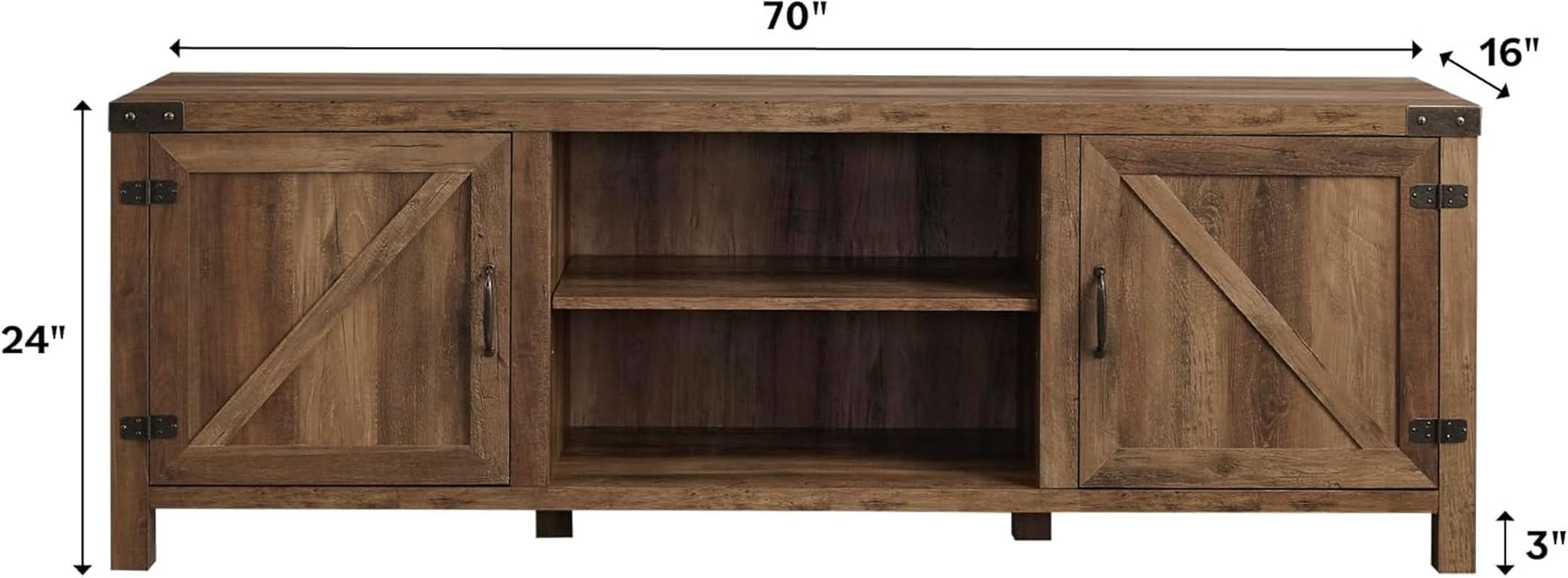 Rustic Oak TV Stand With Double Barn Doors Up To 80 Inch