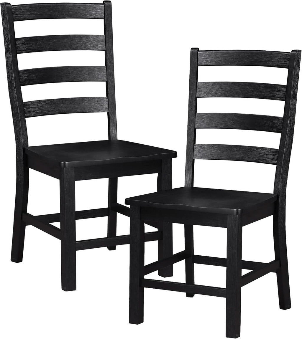 Black Dining Chairs Set Of 2 With Solid Wood Legs And Footrest
