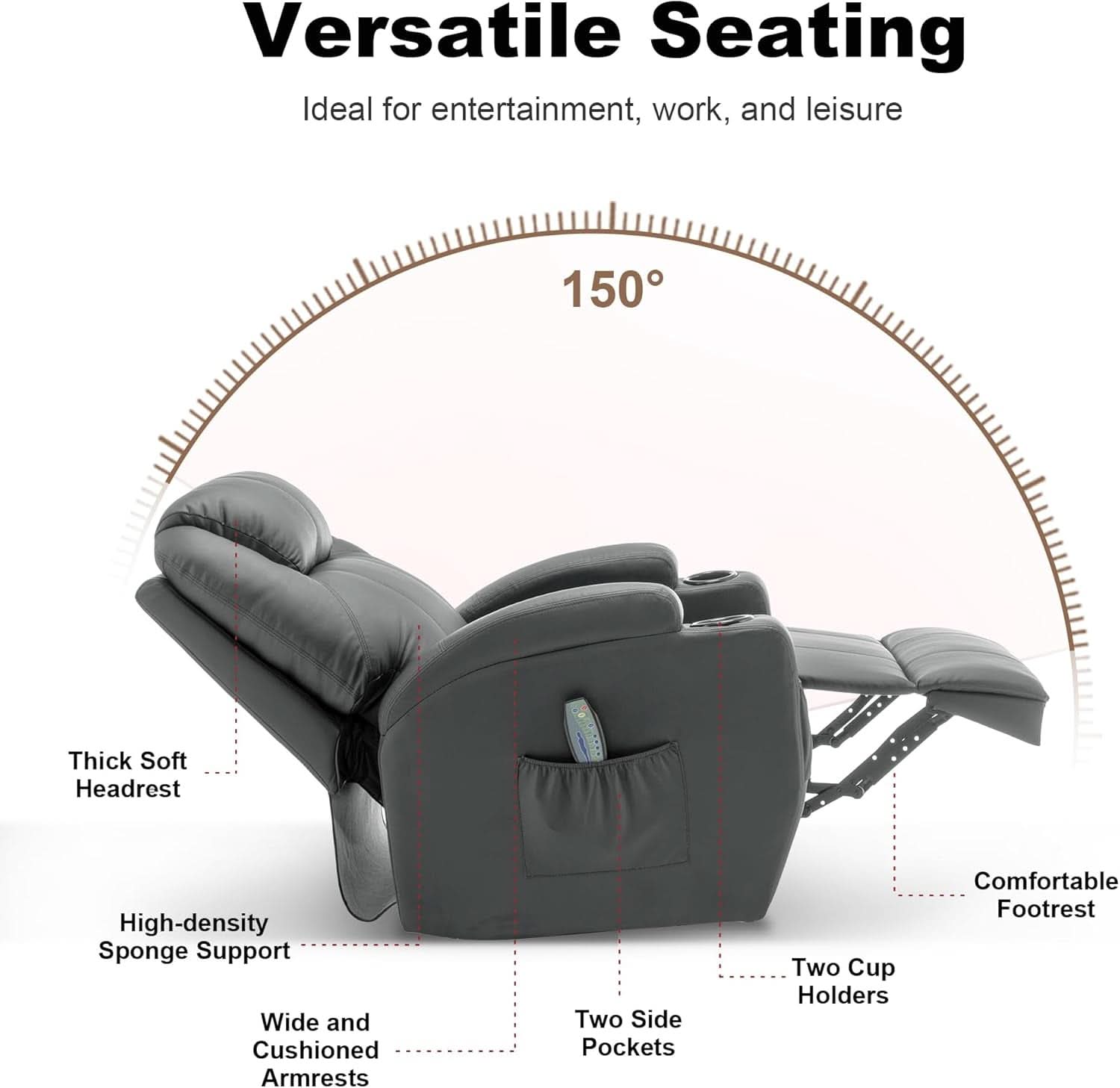 360 Degree Swivel Recliner Chair With Massage And Heat