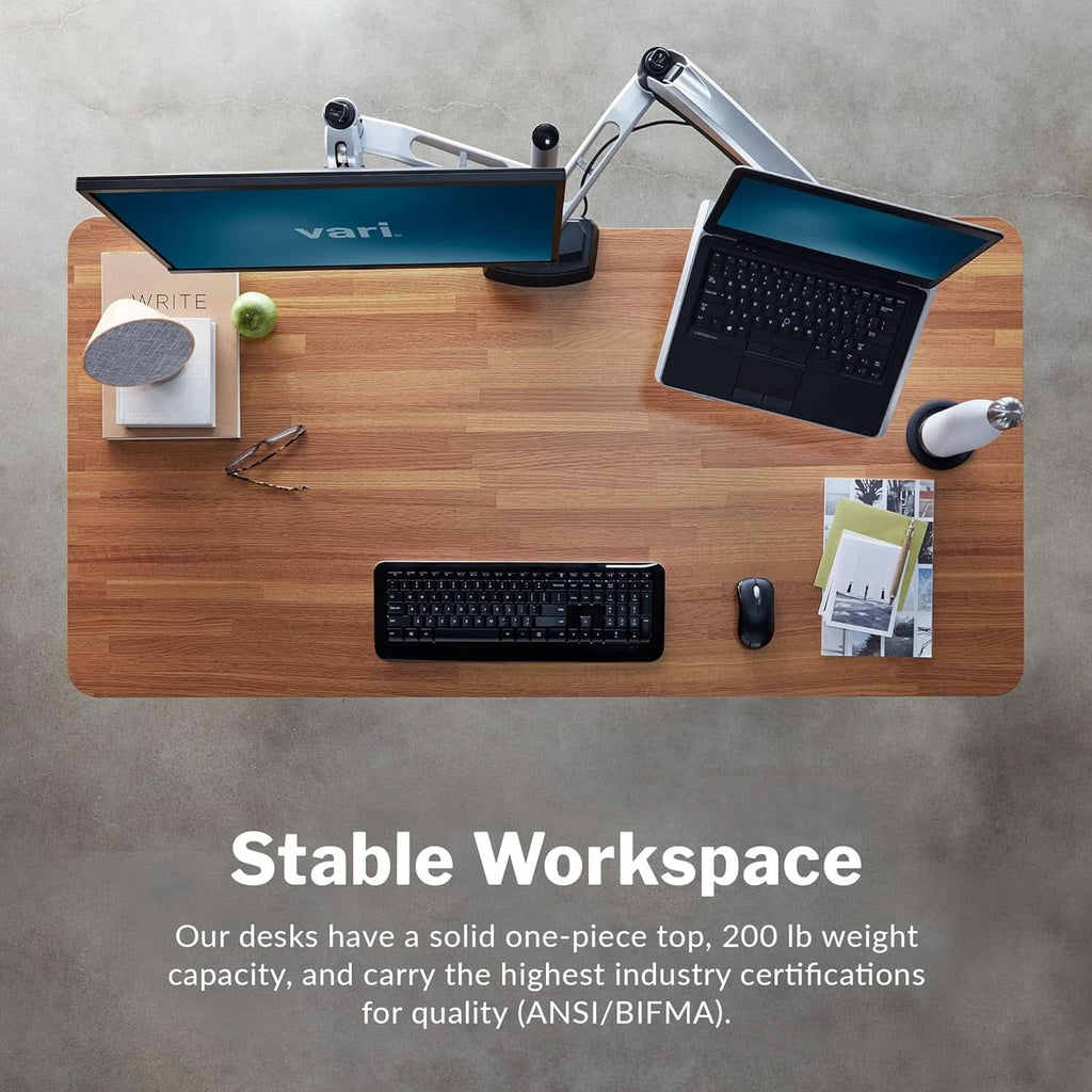 60-Inch Electric Standing Desk with Butcher Block Top