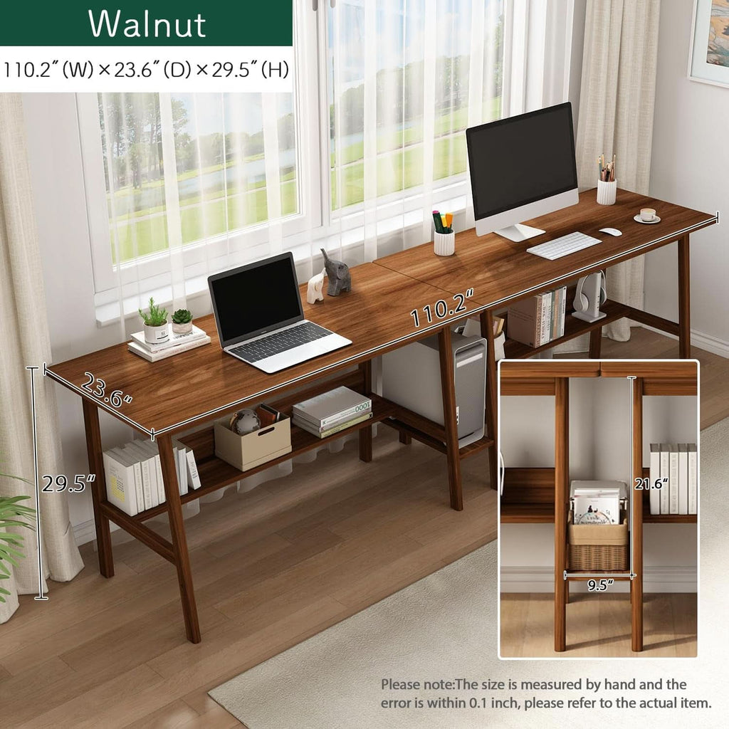 110-Inch Walnut Two-Person Computer Workstation