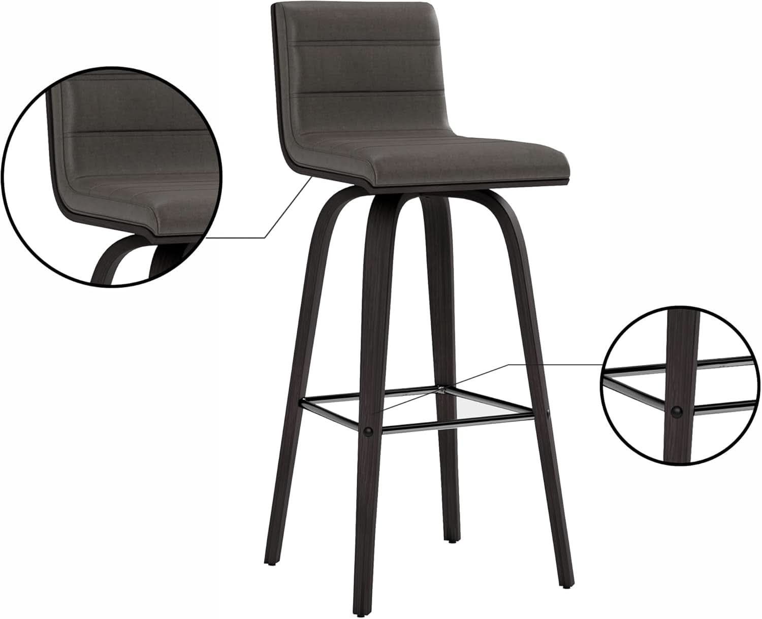 Vienna 30 Inch Bar Height Bar Stool Grey And Black