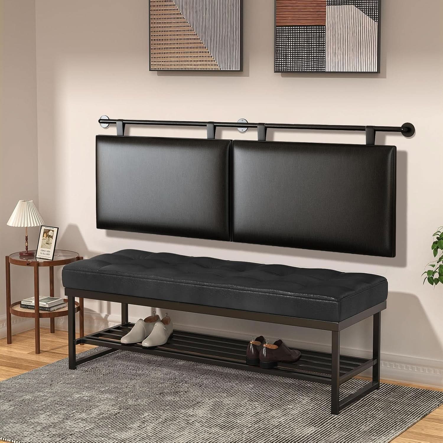 Modern King Size PU Leather Wall Mounted Headboard
