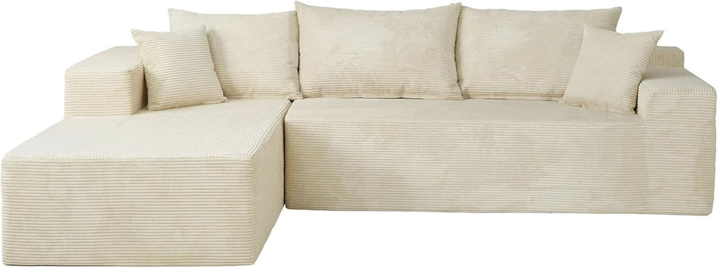 Beige L-Shaped Modular Sectional Sofa