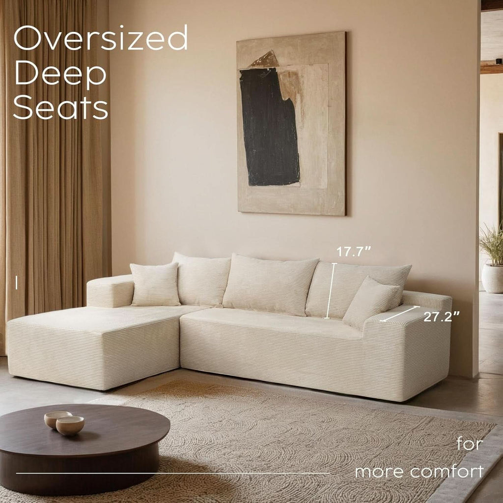 Beige L-Shaped Modular Sectional Sofa