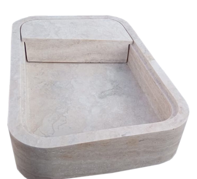 Beige Travertine Rectangular Wall-mount Bathroom Sink Hidden Drain (W)16" (L)24" (H)5" - READY TO SHIP