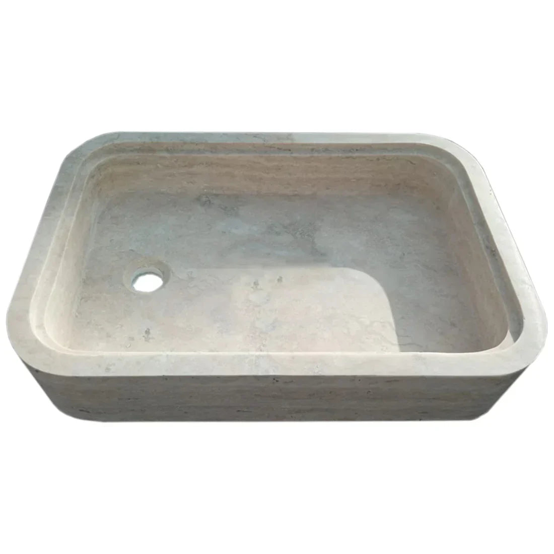 Beige Travertine Rectangular Wall-mount Bathroom Sink Hidden Drain (W)16" (L)24" (H)5" - READY TO SHIP