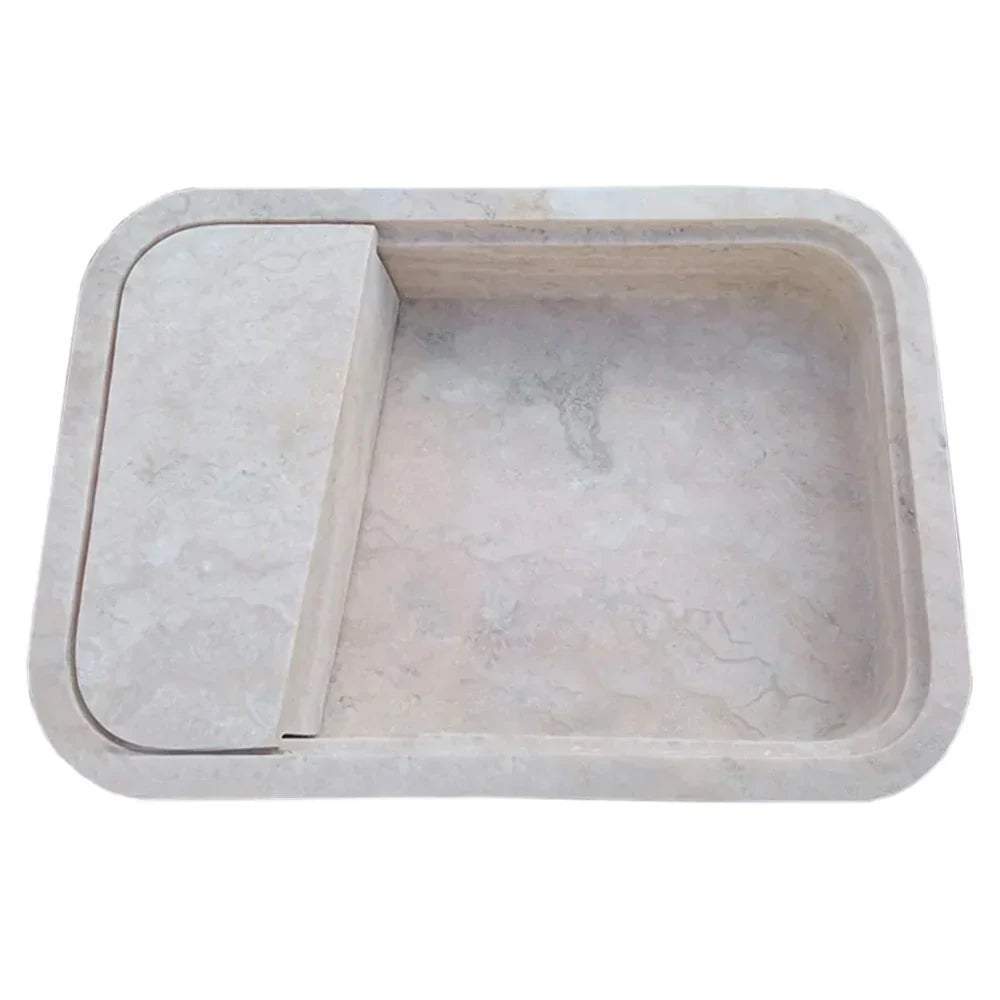 Beige Travertine Rectangular Wall-mount Bathroom Sink Hidden Drain (W)16" (L)24" (H)5" - READY TO SHIP