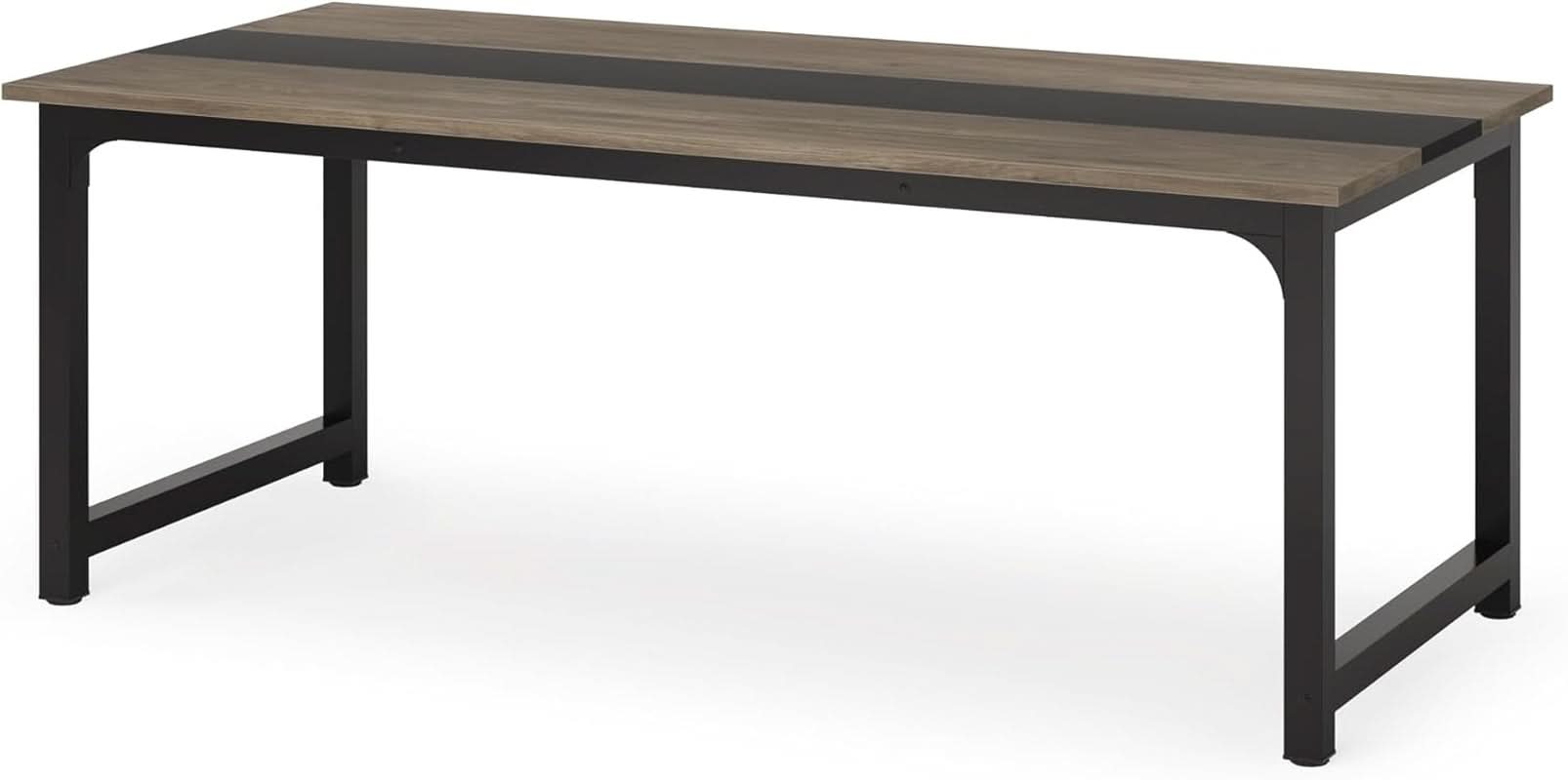 70.8 Inch Executive Desk Vintage Grey Black Large Office Computer Desk