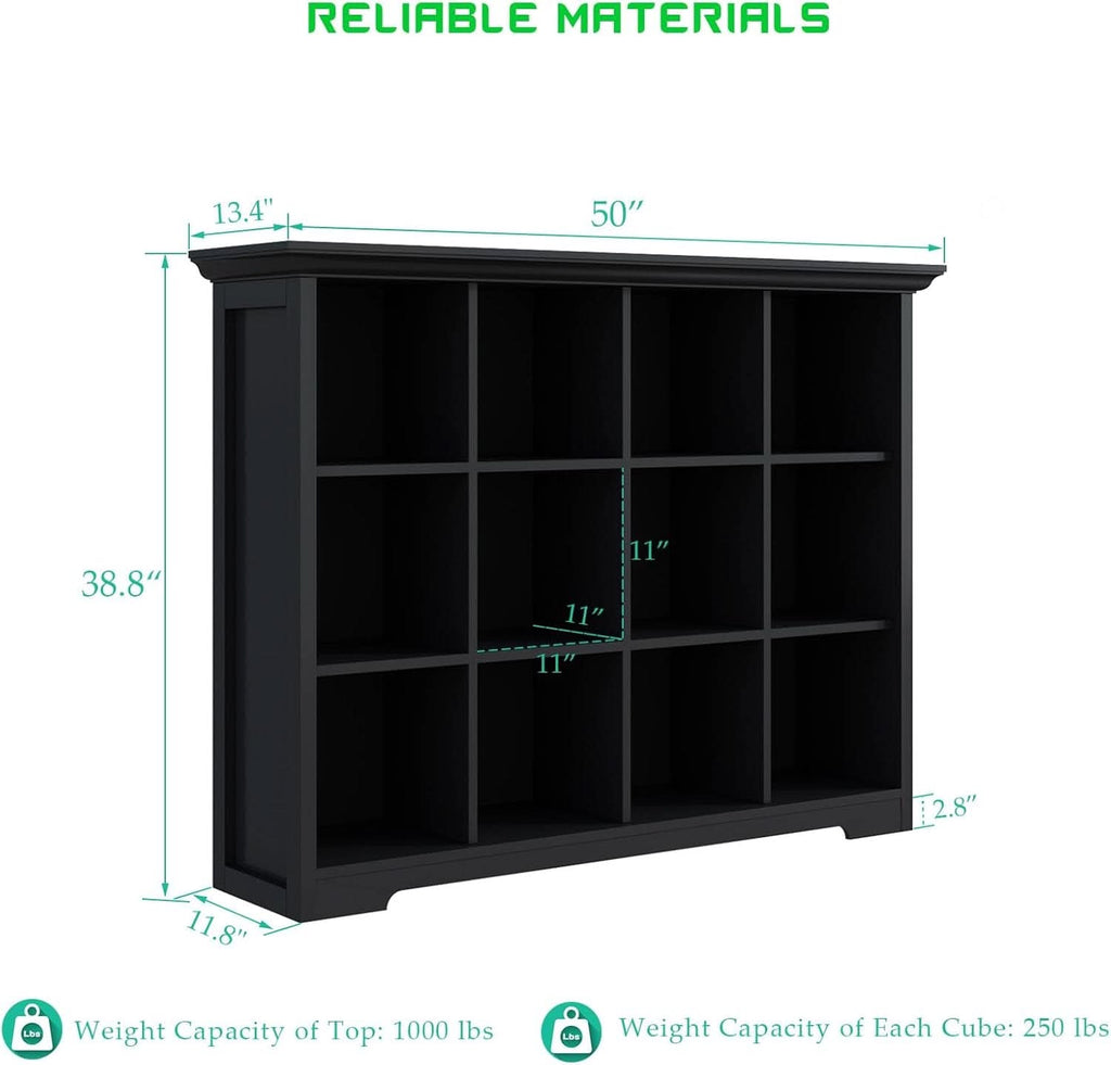 Cube Storage Bookcase With Base Black 12 Cube Lattice Open Shelves