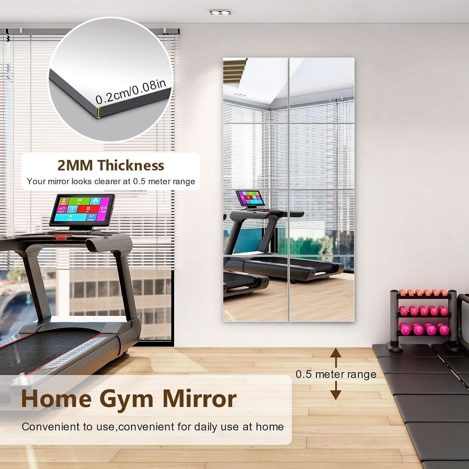 Set Of 4 12x12 Inch Acrylic Mirror Tiles For Wall Decor