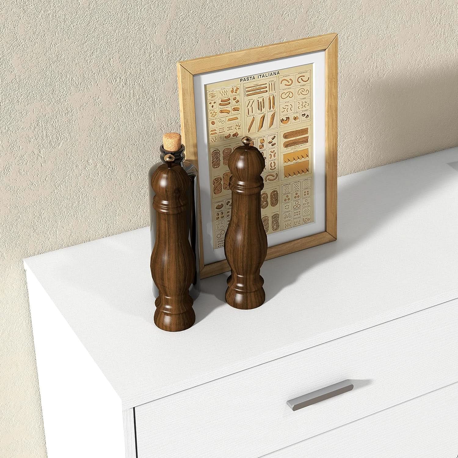 White Wooden 5 Drawer And 6 Drawer Dresser With Side By Side Layout