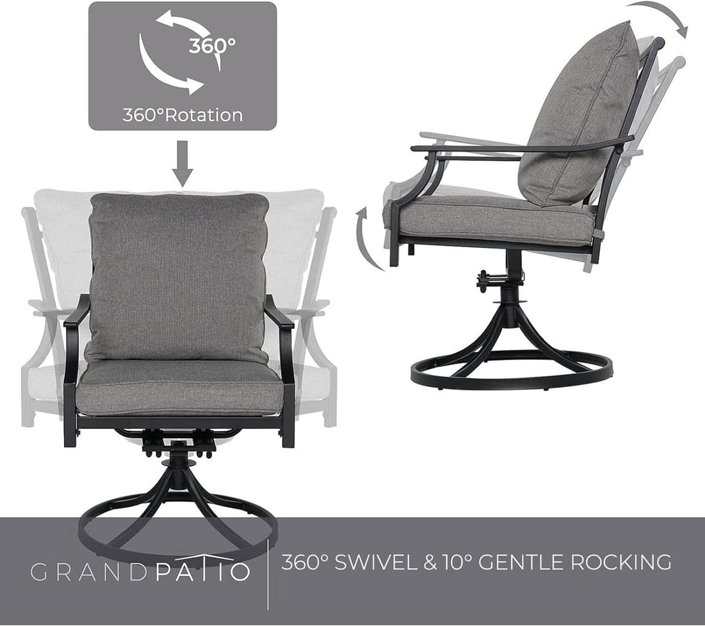 7 Piece Patio Dining Set For 6 With Swivel Chairs And Olefin Cushions