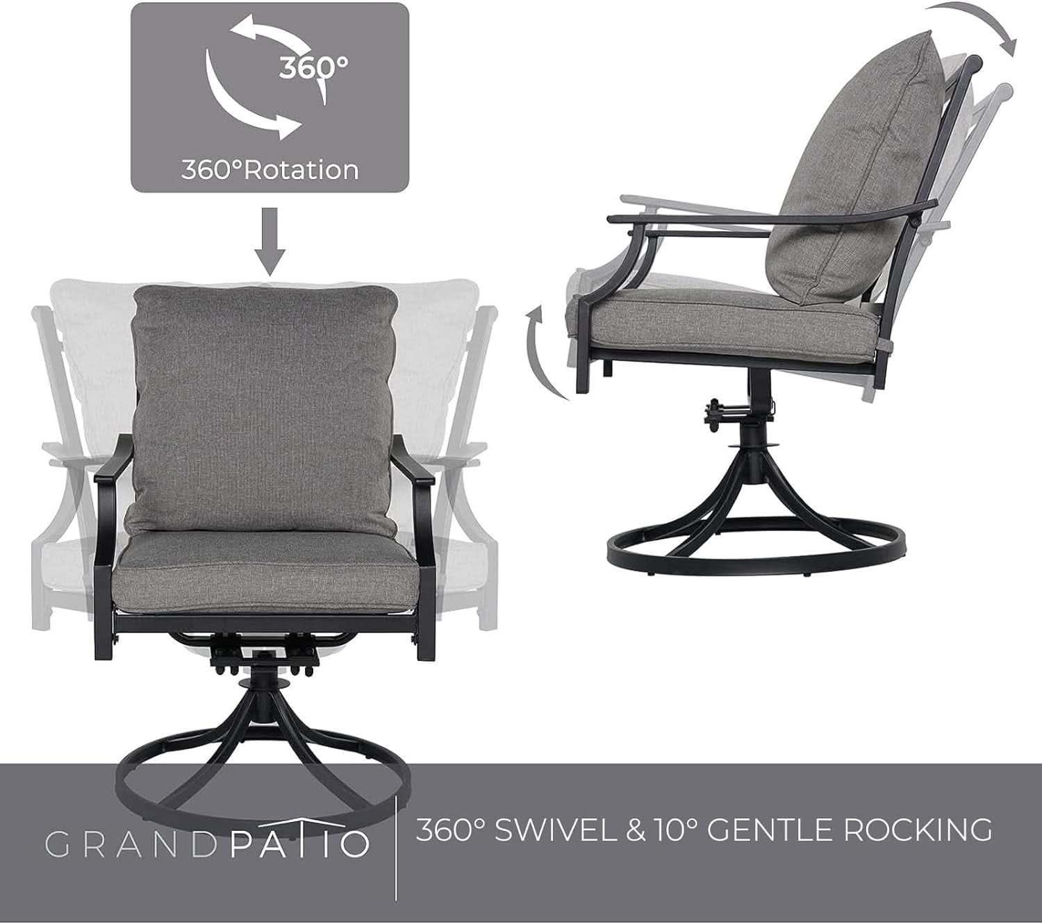 7 Piece Patio Dining Set For 6 With Swivel Chairs And Olefin Cushions