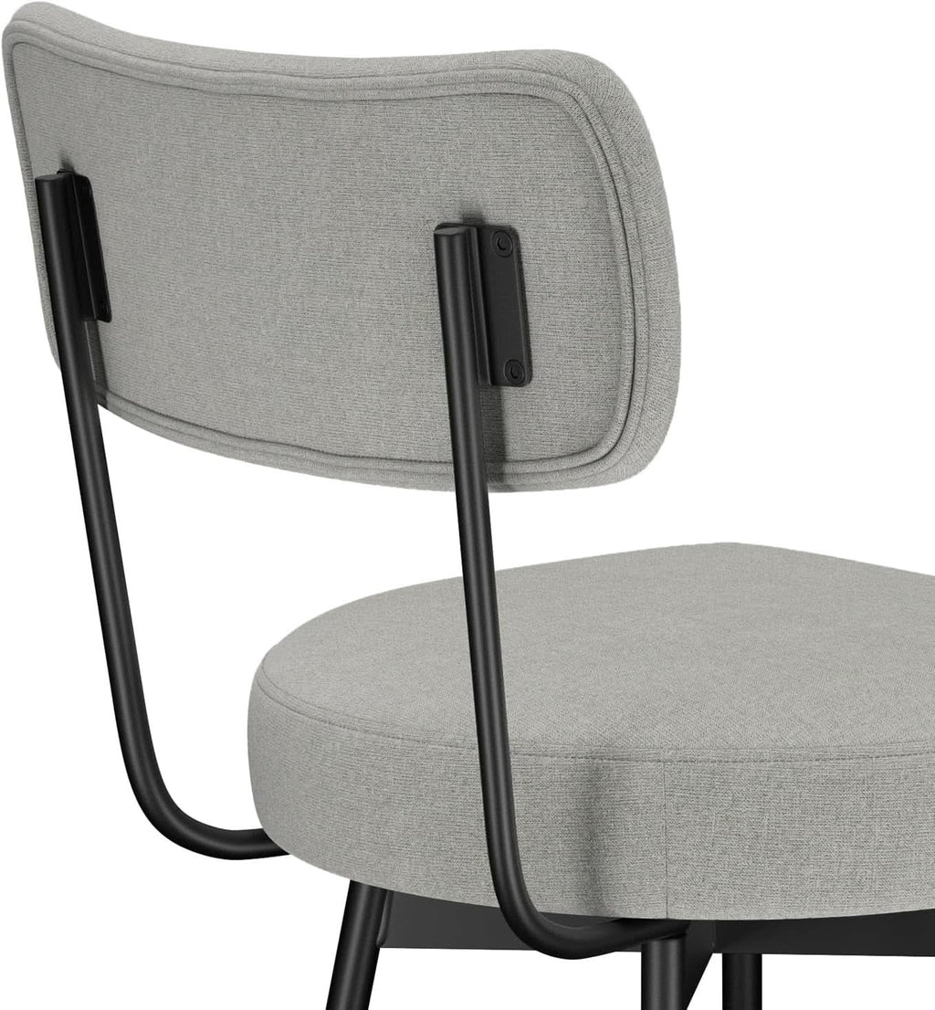 Giselle Swivel Bar Stools Set 2 29 Inch Upholstered Light Grey