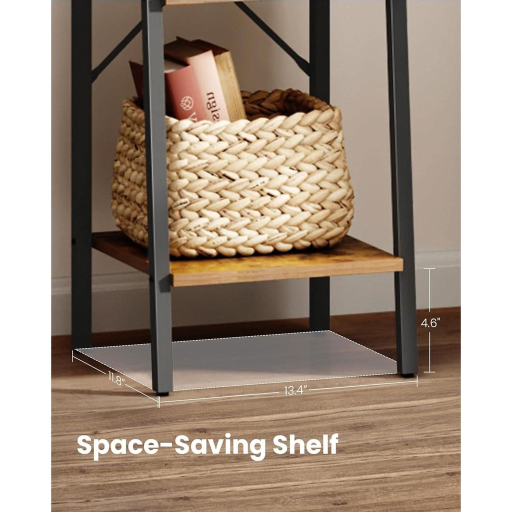 Ladder Shelf Bookcase 5 Tier Rustic Brown Freestanding