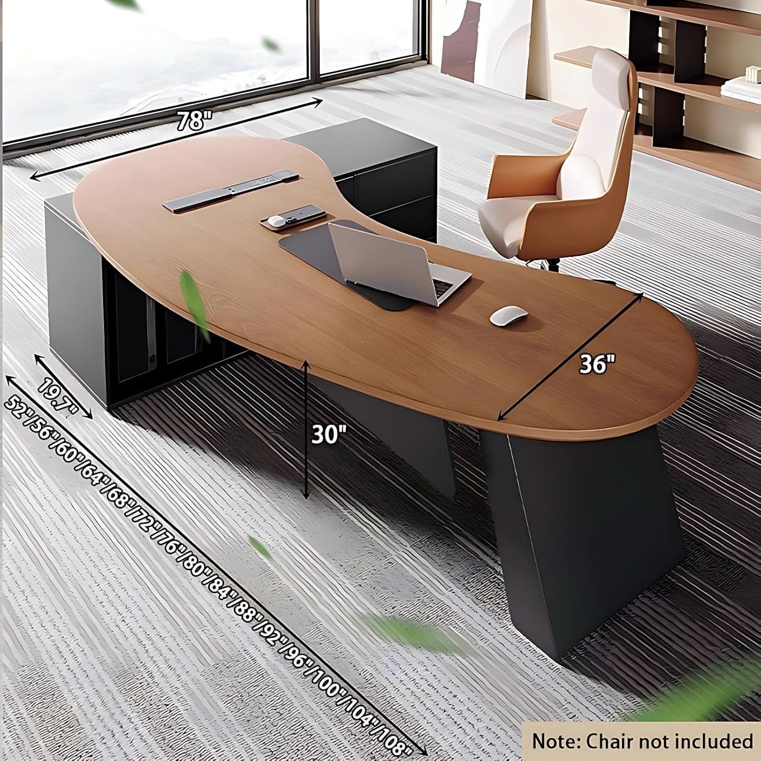 80-Inch Solid Wood L-Shaped Executive Desk