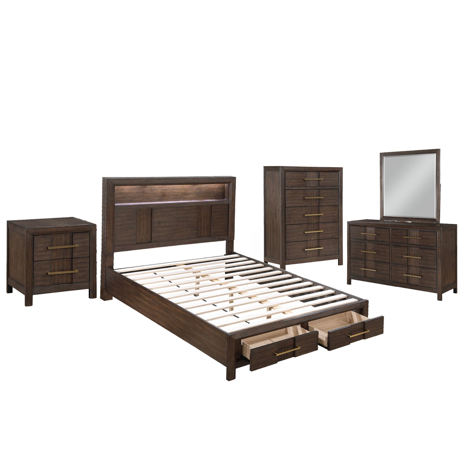 Kenzo LED Storage Bedroom Set