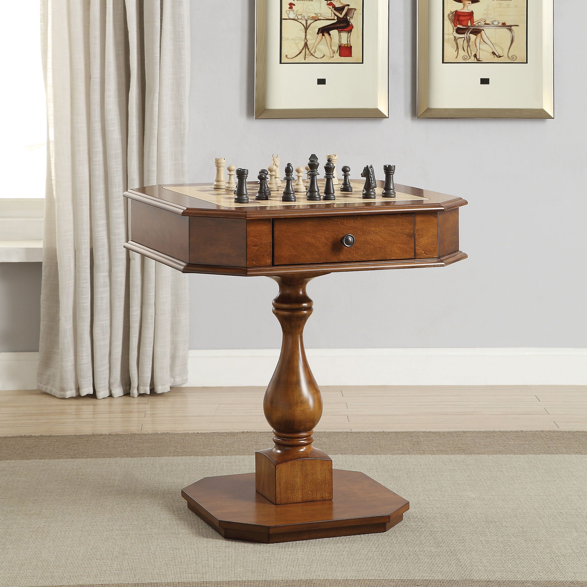 Bishop Reversible Chess & Checkers Game Table