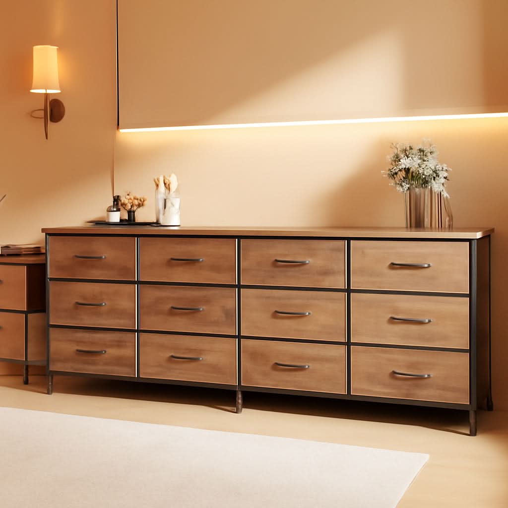 Ultralong 78Inch Dresser With Fifteen Storage Drawers