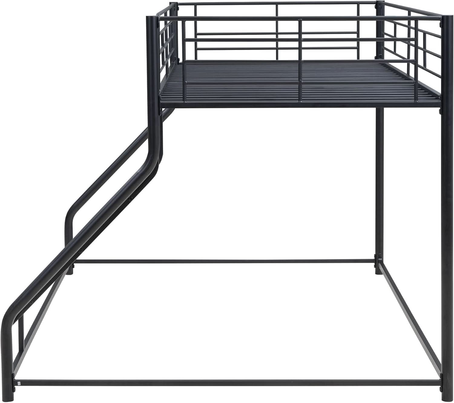 Heavy Duty Twin Over Queen Metal Bunk Bed In Black