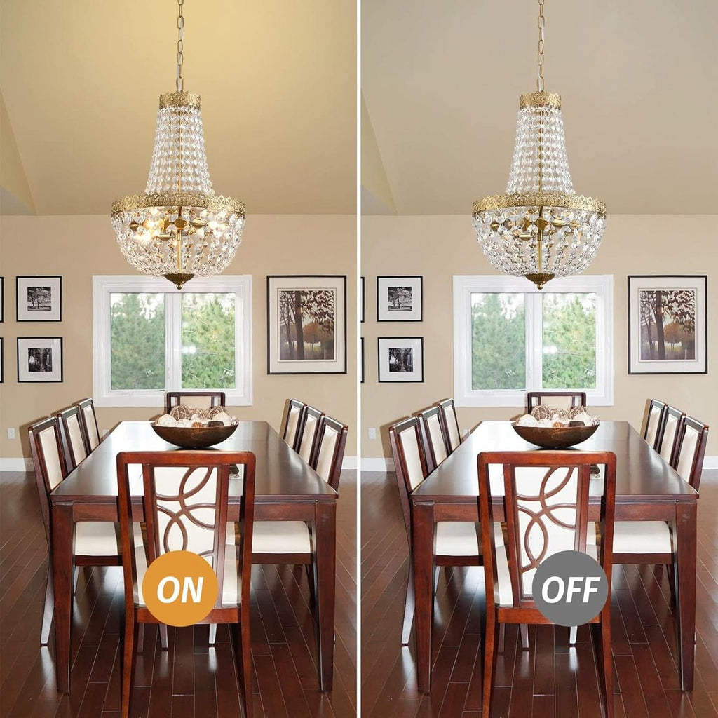 Antique Brass Crystal Chandelier Four Light Pendant