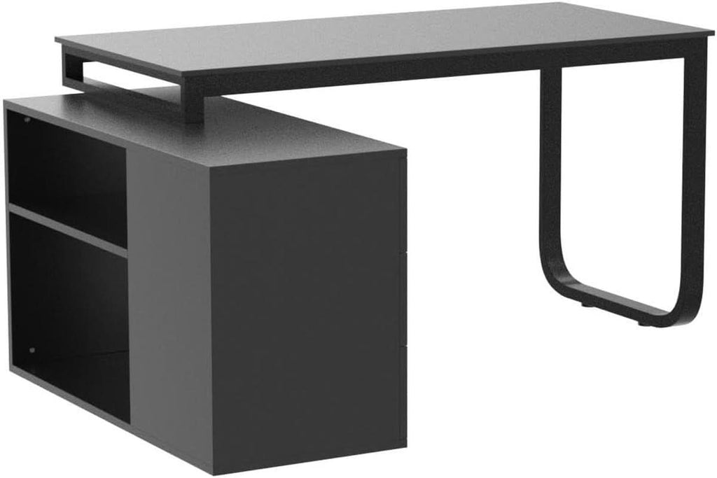 55-Inch L-Shaped Computer Desk with Storage Cabinet