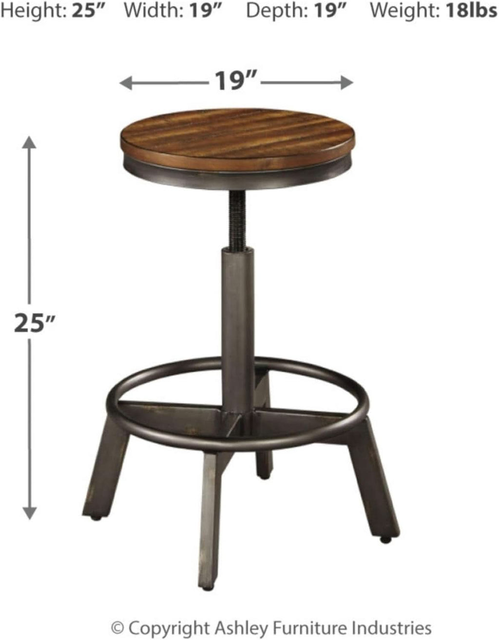 Torjin 24 Inch Adjustable Height Brown Barstools Set