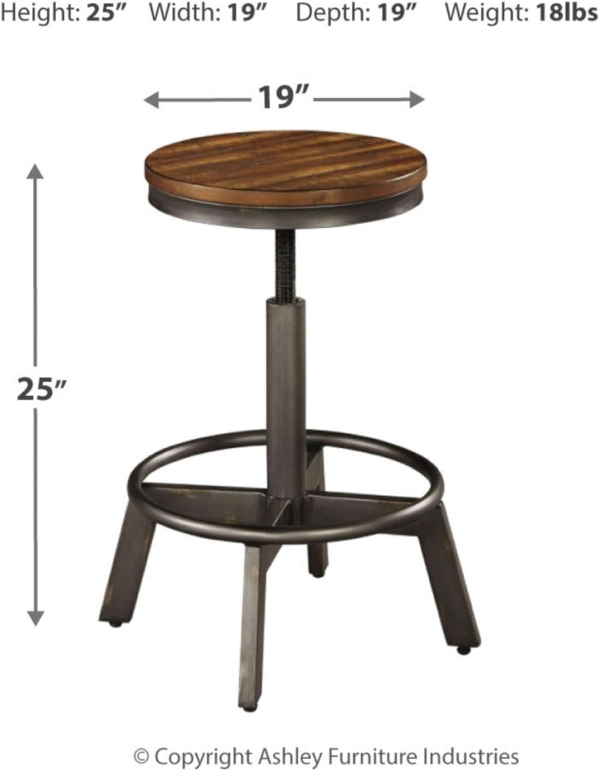 Torjin 24 Inch Adjustable Height Brown Barstools Set