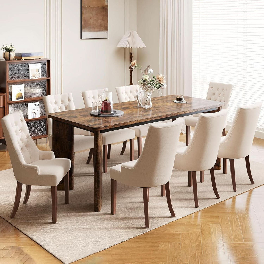63 Inch Rectangular Industrial Dining Table Six Chairs