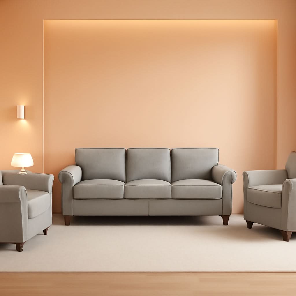 Light Grey Sofa, Loveseat, and Chair Set