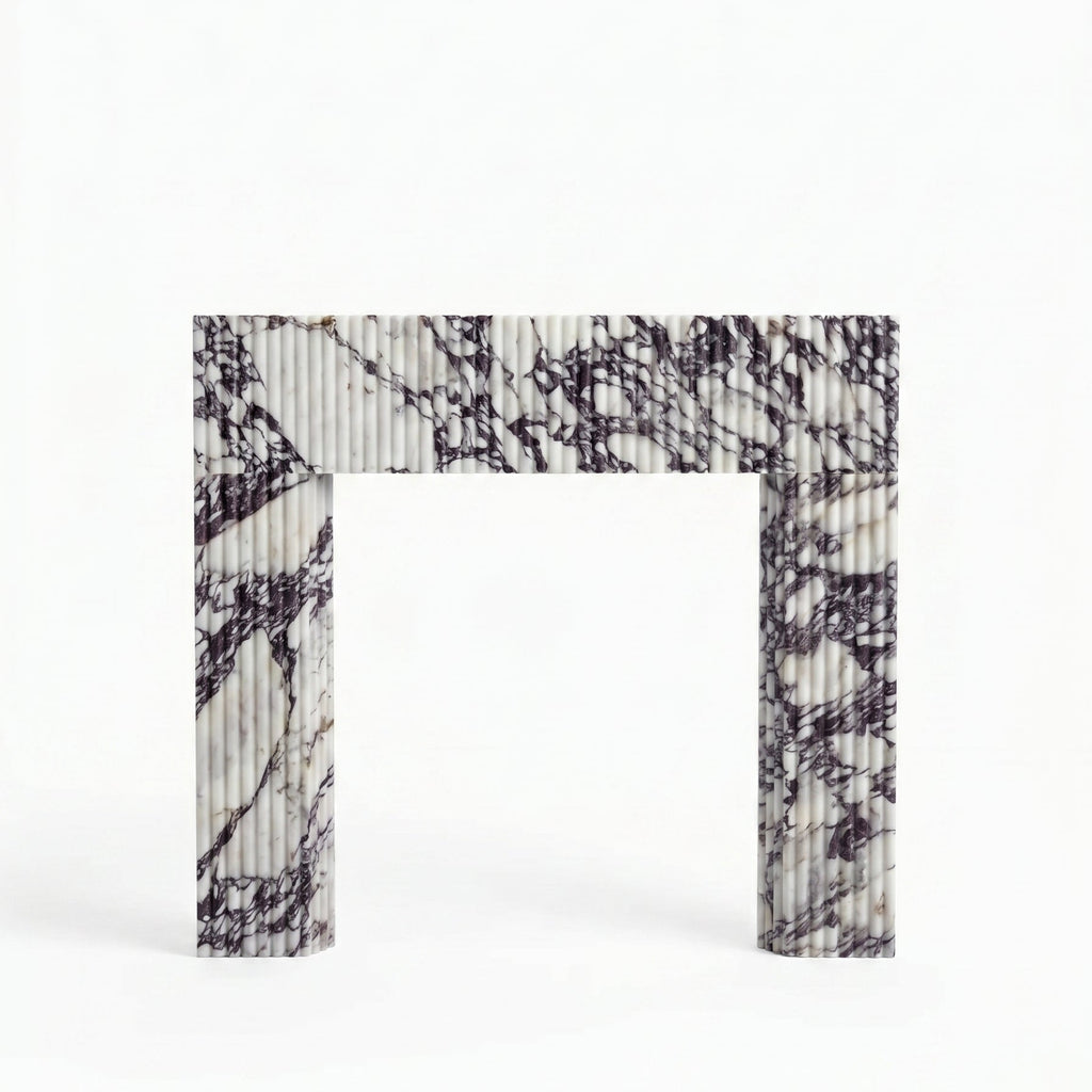 Calacatta Viola Marble Fluted Fireplace Mantel Polished (L)36" (H)40" (D)2.5"