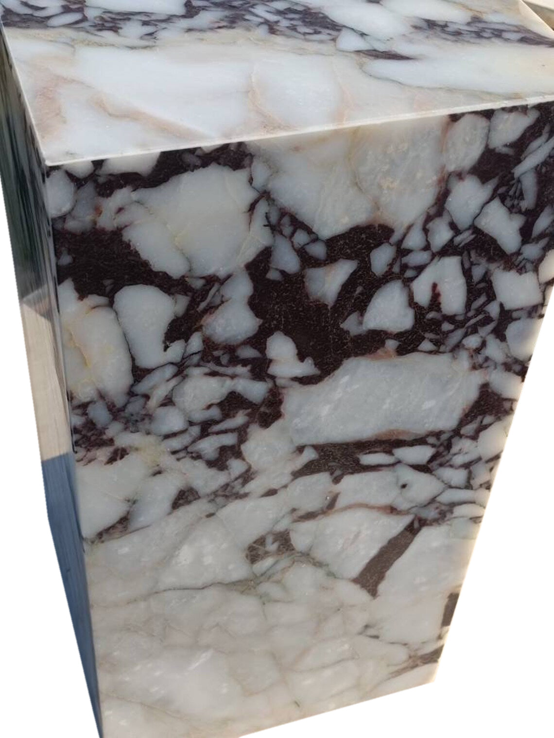 Calacatta Viola Marble Cube Design Plinth End/Side Table, Nightstand Polished (W)15.75" (L)15.75" (H)15.75"