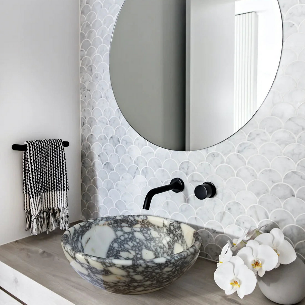 Calacatta Viola Marble Natural Stone Above-vanity Bathroom Sink Polished (D)16" (H)6" - In Stock