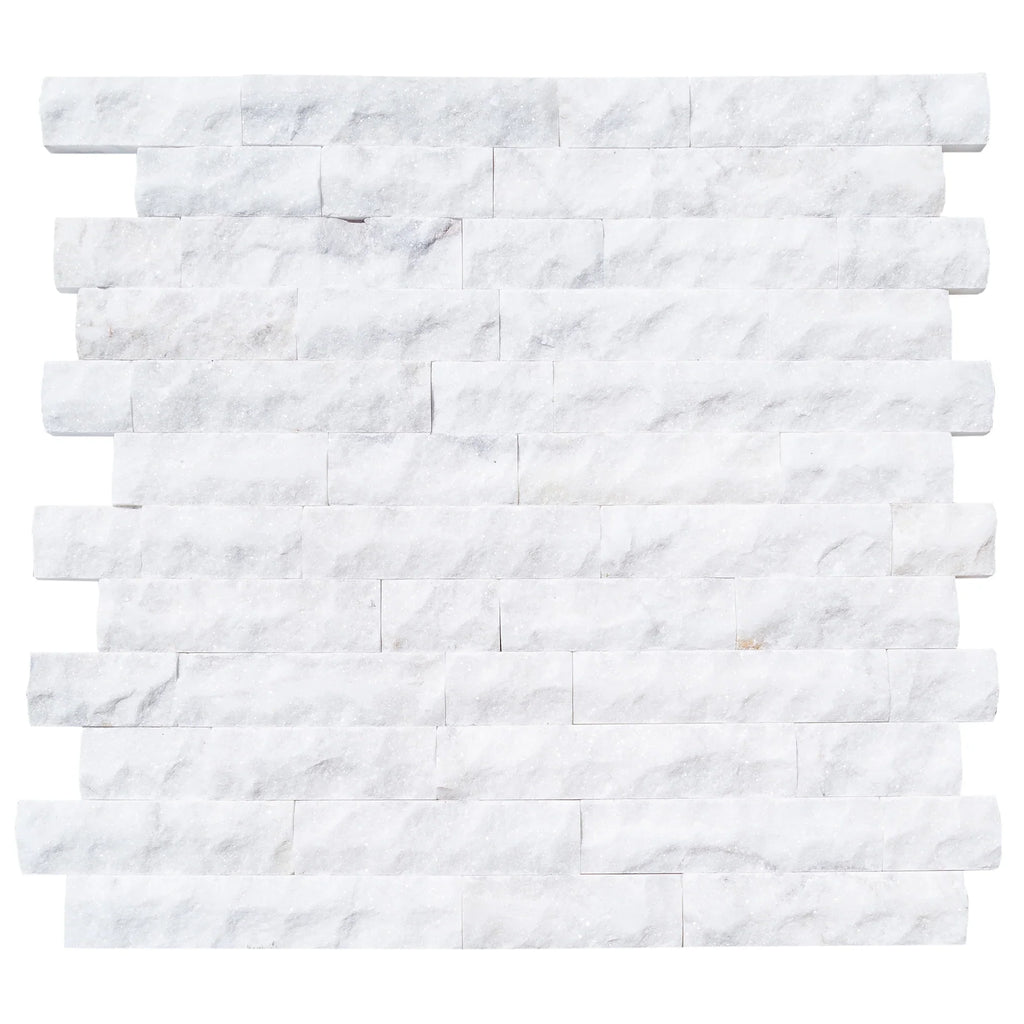 Carrara White 4"xFree Length Split-face Natural Marble Wall Tile
